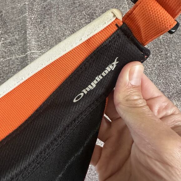 Men's Oakley Hydrolix Orange White Spell Out Logo Adjustable Visor Golf Hat Cap - Picture 3 of 4